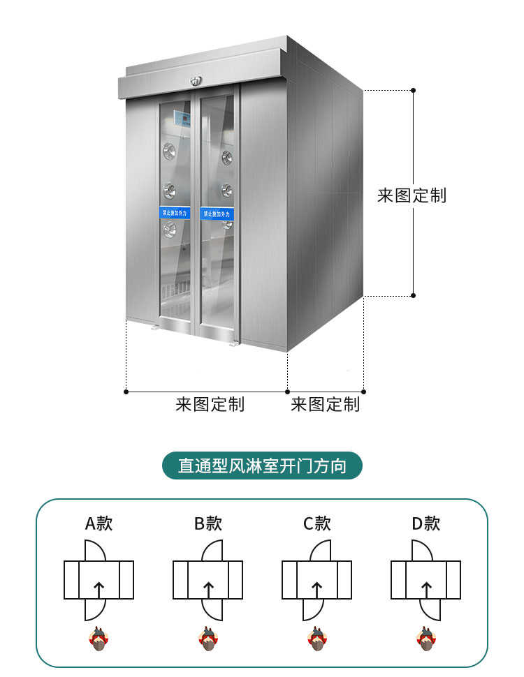 佳木斯不锈钢双人双吹风淋室