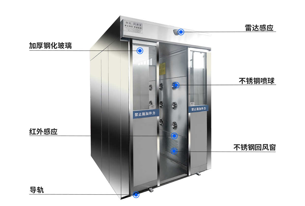 通化物料单面单人双吹净化风淋室