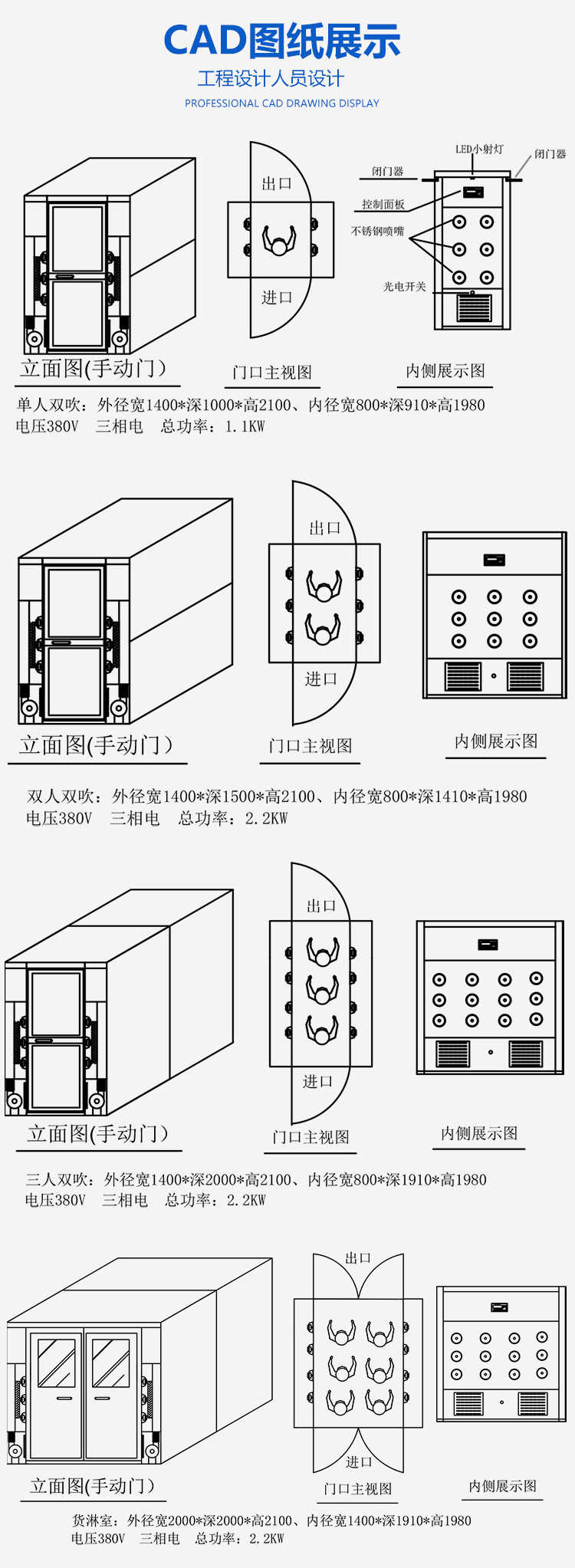 三门峡301不锈钢单人单吹风淋房